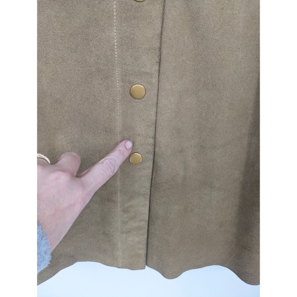 Banana Republic Genuine Leather Skirt Womens 6 Tan Suede Button Front Western - Picture 3 of 9